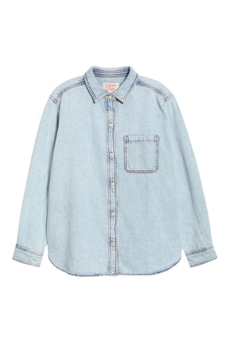 Jane Relaxed Cotton & Linen Denim Button-Up Shirt, Alternate, color, MEDIUM WASH