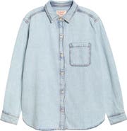 Marine Layer Jane Relaxed Cotton & Linen Denim Button-Up Shirt