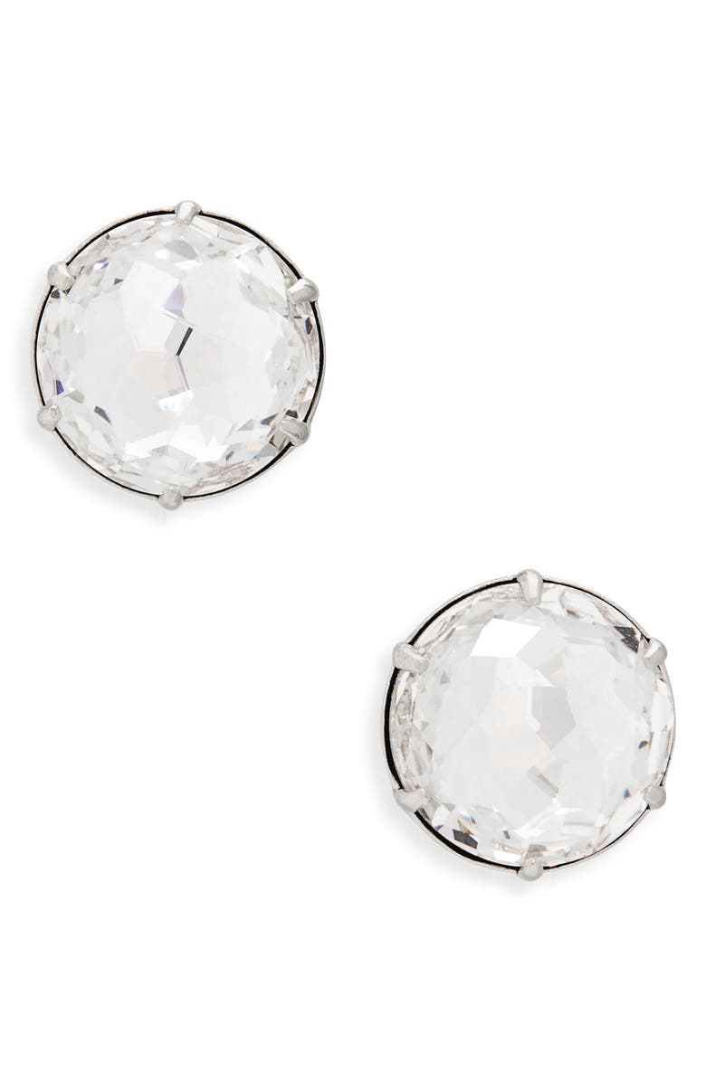 Oscar de la Renta Crystal Button Earrings, Main, color, Crystal