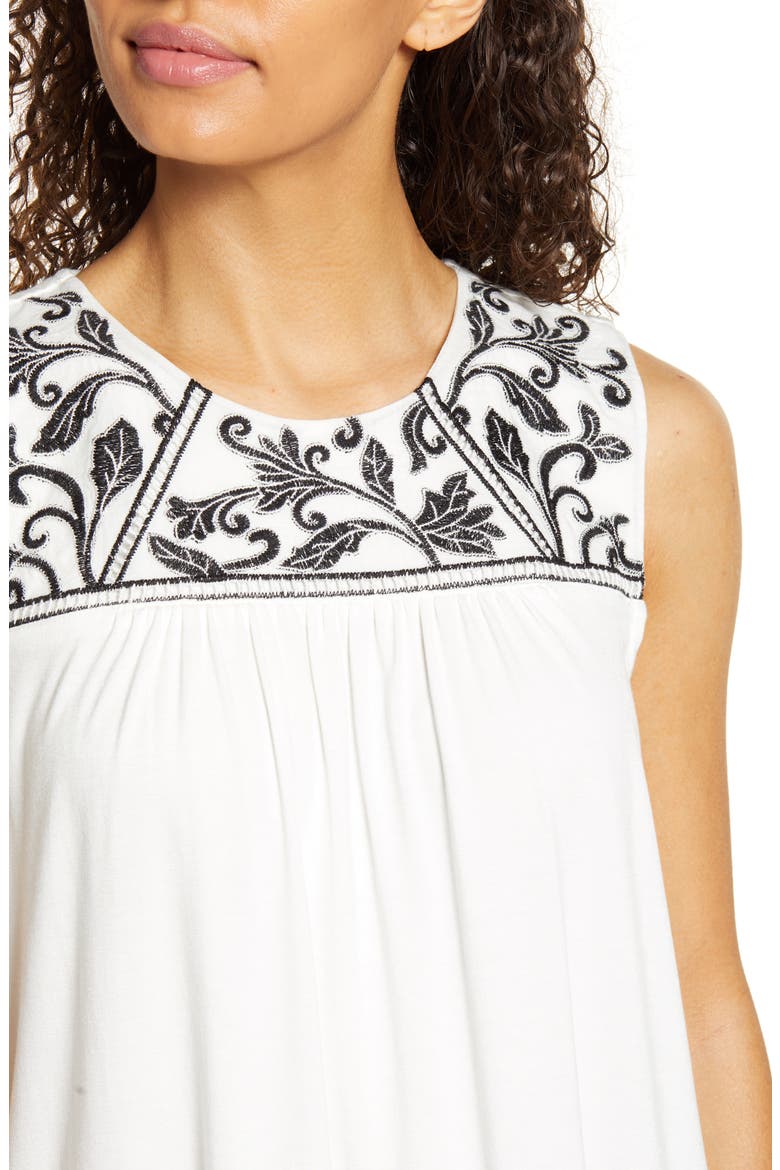 Gibson x Hi Sugarplum! Limone Floral Yoke Sleeveless Top, Alternate, color, WHITE