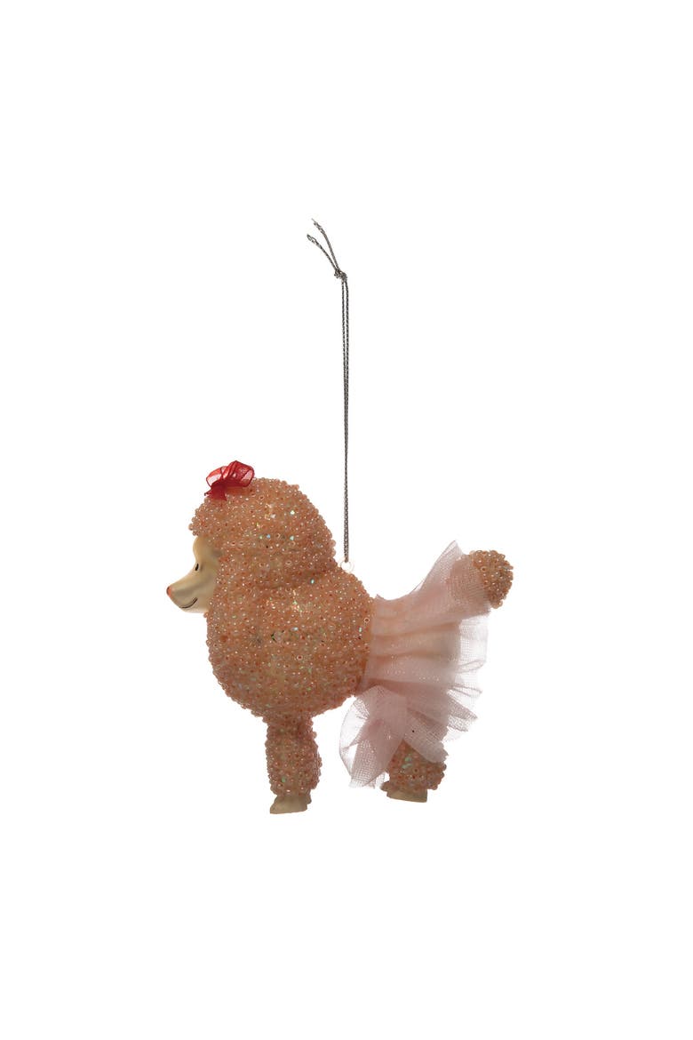 Glass Poodle Ornament with Tutu & Beads, Pink, Main, color, Pink