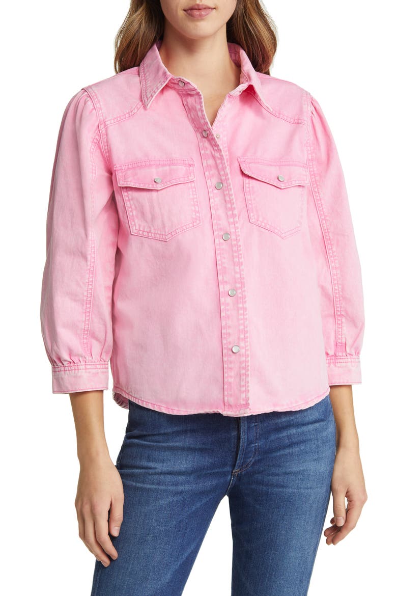 Bessie Denim Shirt Jacket, Main, color, PINK