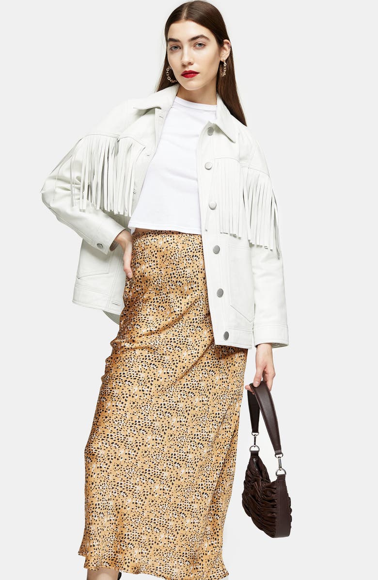 Topshop Animal Print Bias Cut Maxi Skirt, Alternate, color, 