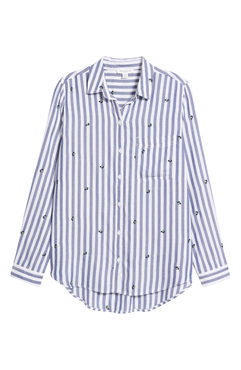 beachlunchlounge Kaylee Heart Stripe Long Sleeve Button-Up Shirt, Alternate, color, Aster Field