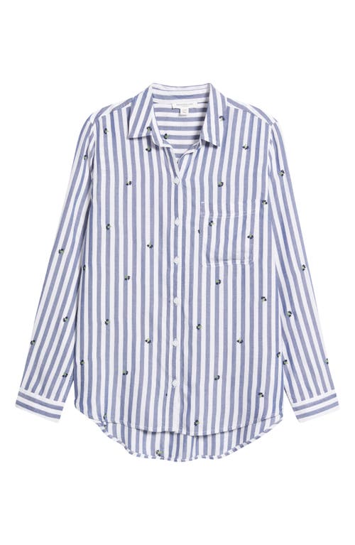 BEACHLUNCHLOUNGE BEACHLUNCHLOUNGE KAYLEE HEART STRIPE LONG SLEEVE BUTTON-UP SHIRT 