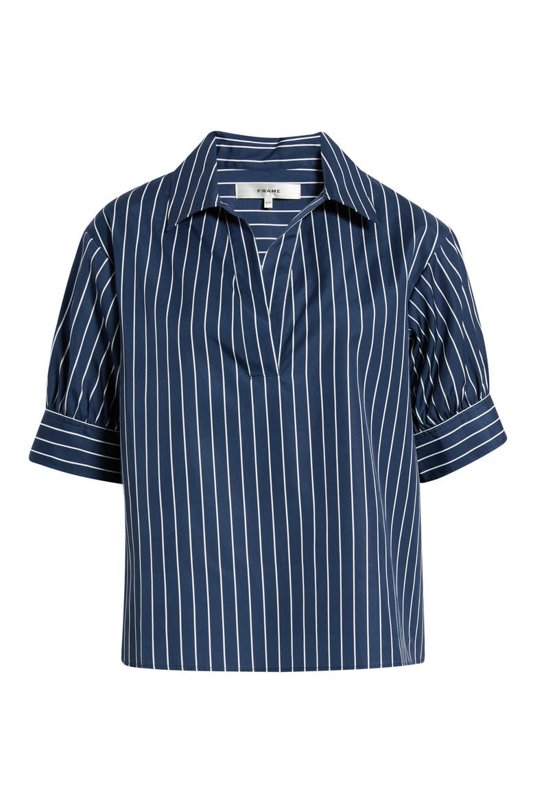 The Stripe Cotton Popover Top, Main, color, NAVY MULTI STRIPE