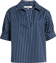 FRAME The Stripe Cotton Popover Top