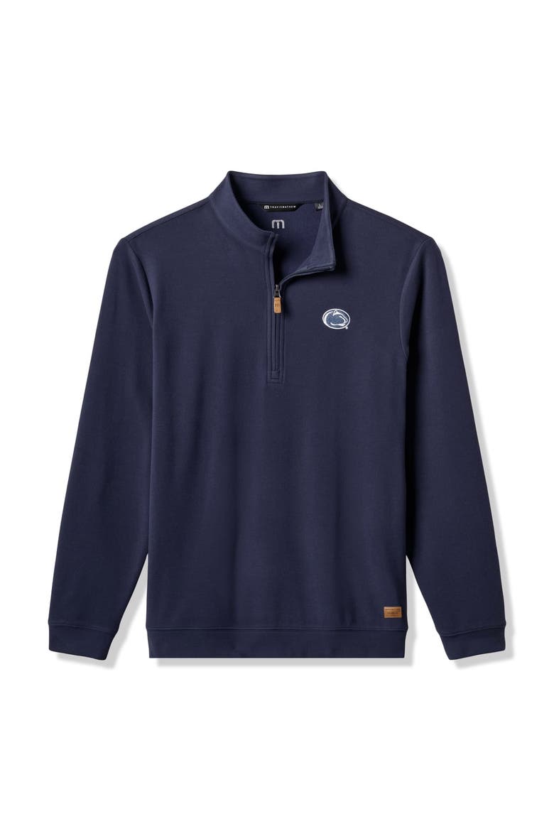 Men's TravisMathew Navy Penn State Nittany Lions Cloud Home Game Quarter-Zip Tri-Blend Pullover, Main, color, Navy