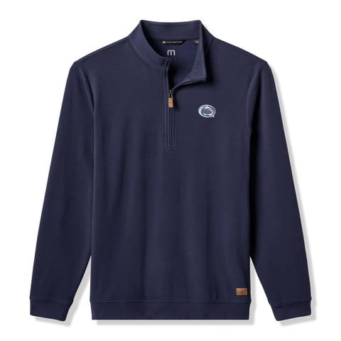 Men's TravisMathew Navy Penn State Nittany Lions Cloud Home Game Quarter-Zip Tri-Blend Pullover