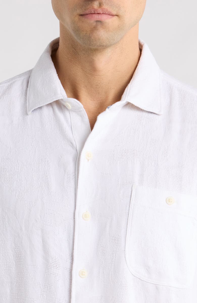 Tommy Bahama Breeze Island Short Sleeve Cotton Jacquard Button-Up Shirt, Alternate, color, White