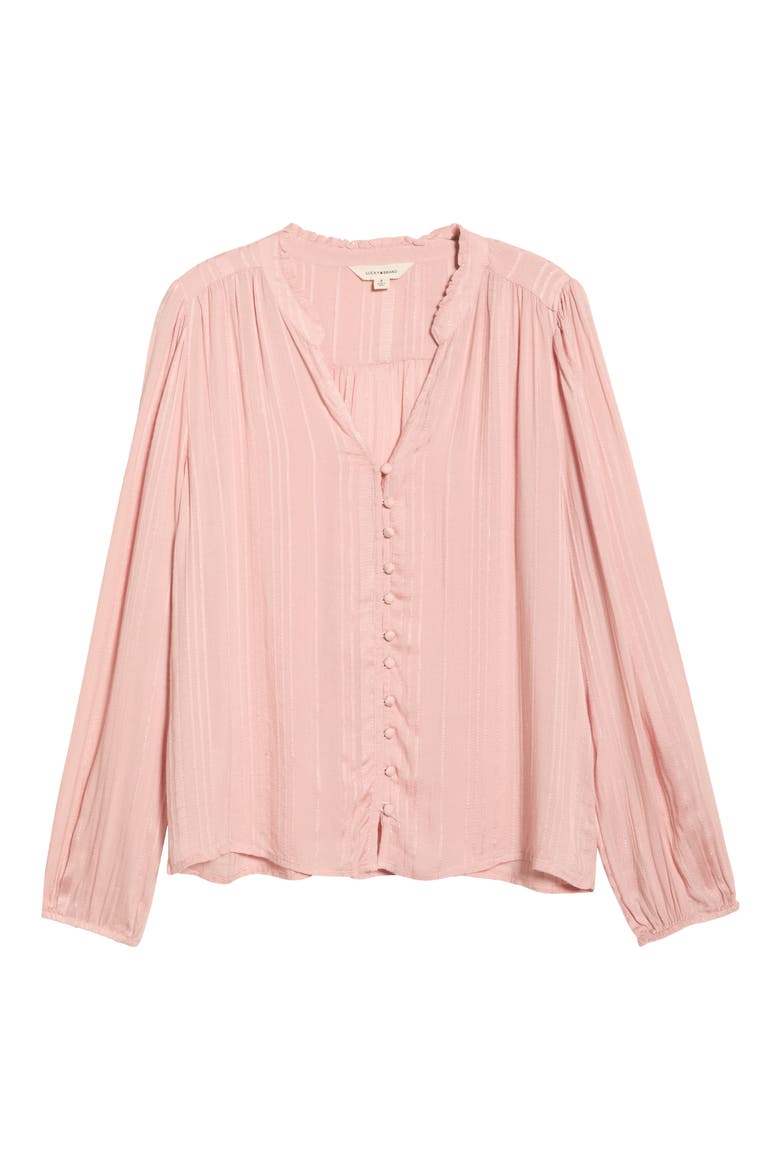 Shine Button Front Top, Alternate, color, PALE MAUVE