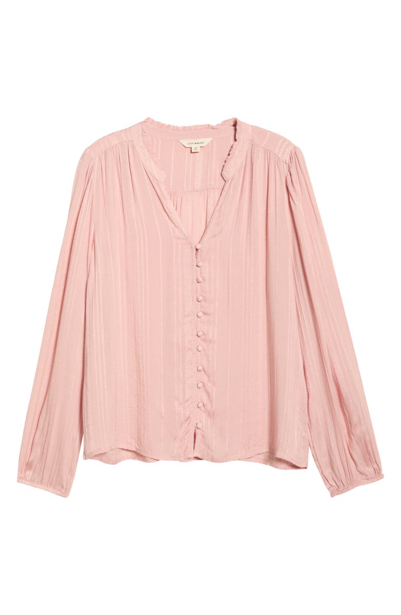 Lucky Brand Shine Button Front Top, Alternate, color, Pale Mauve