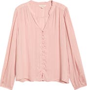 Lucky Brand Shine Button Front Top