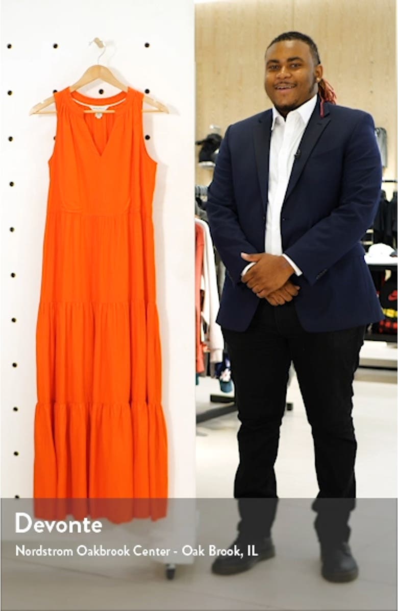 Lena Tiered Linen Blend Maxi Sundress, sales video thumbnail