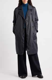 Eileen Fisher High Collar Padded Longline Coat