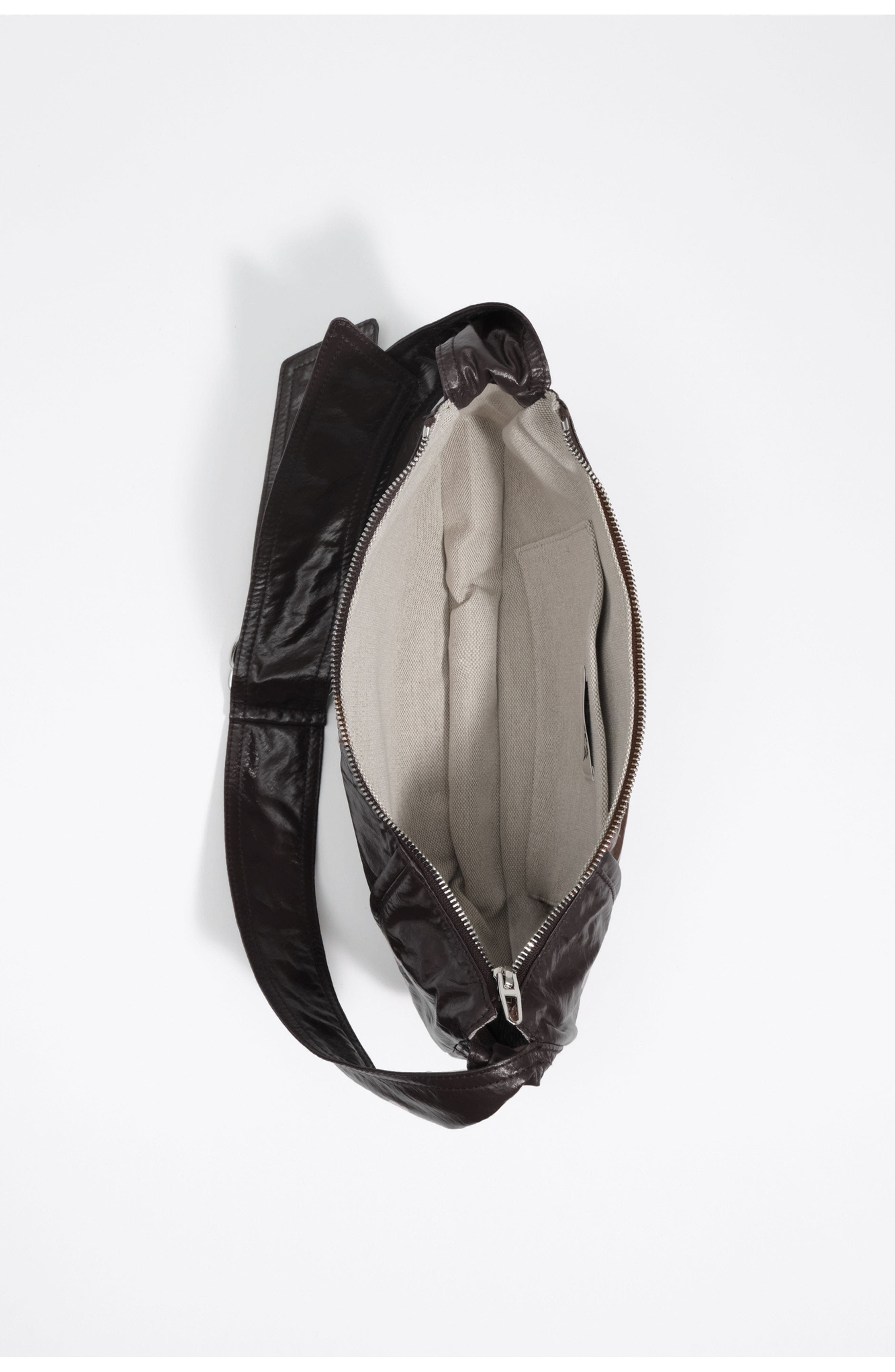 Medium Shiny Moon Bag, Alternate, color, AUBERGINE