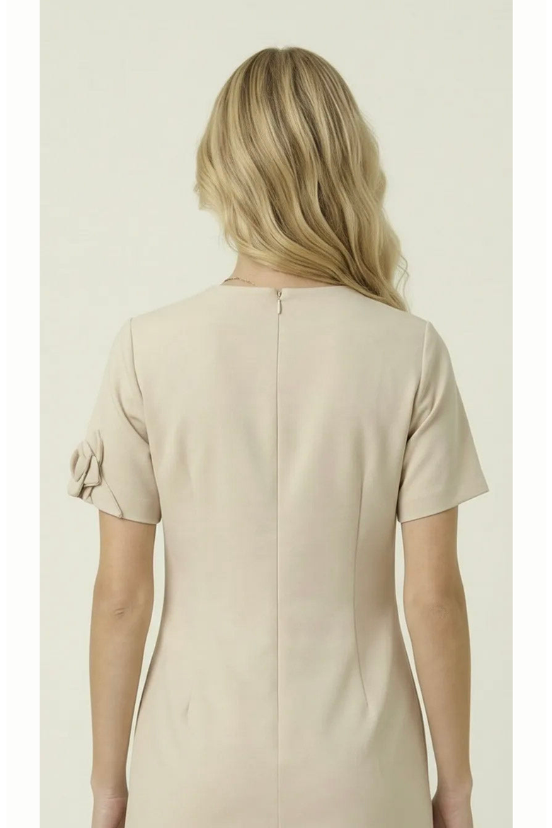 Floral Appliqué Mini Shift Dress, Alternate, color, Pale Beige