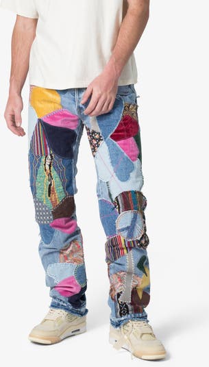 Baggy Patchwork Release Hem Jeans