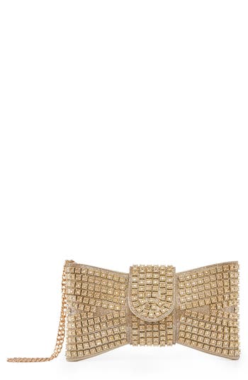 Lady Couture Dazzling Bow Evening Bag In Gold