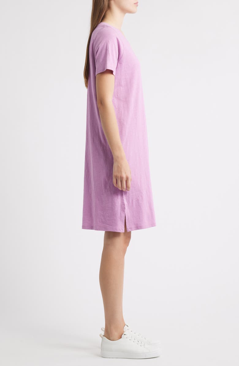 Eileen Fisher V-Neck Organic Cotton T-Shirt Dress, Alternate, color, French Lilac
