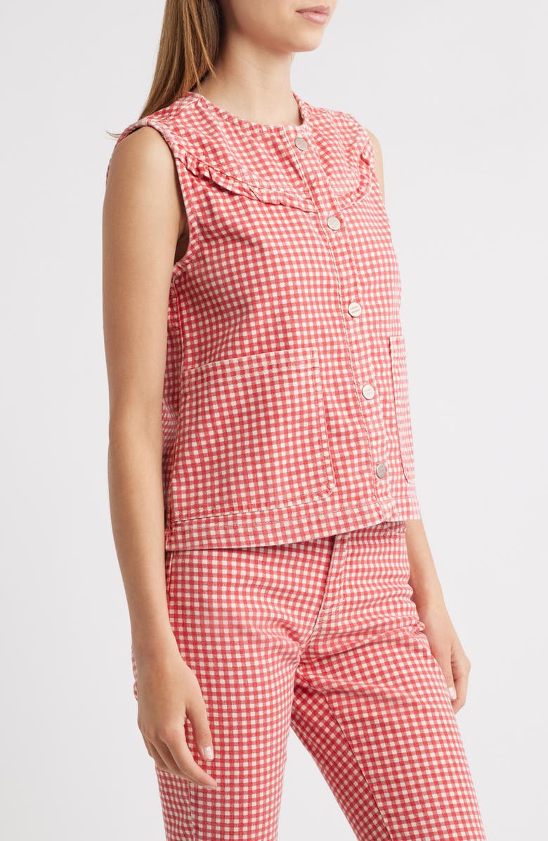 Damson Madder Mari Stretch Cotton Gingham Vest, Main, color,