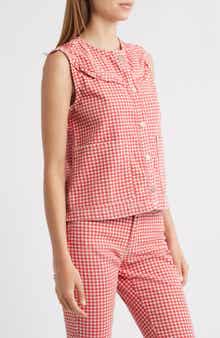 Damson Madder Mari Stretch Cotton Gingham Vest