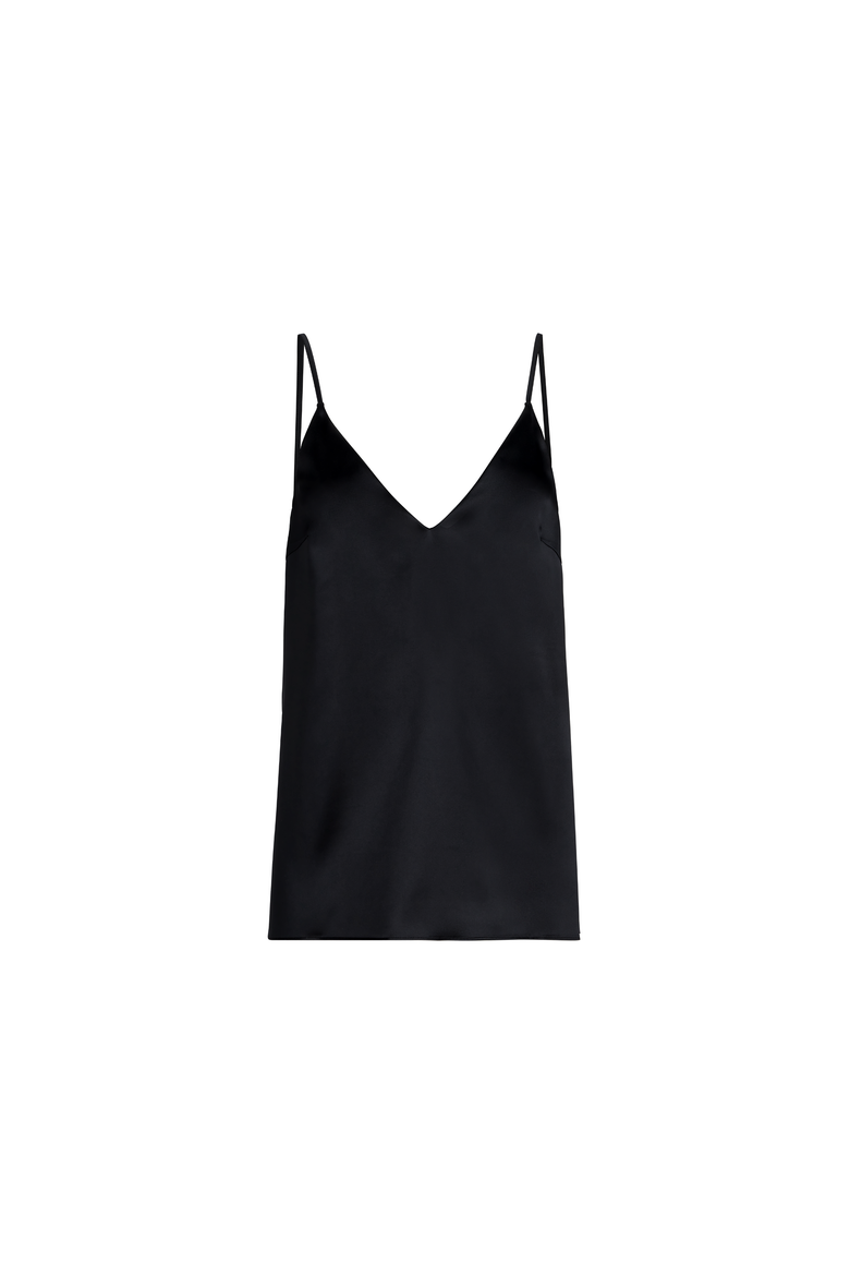 Stretch silk satin camisole, Alternate, color, Black