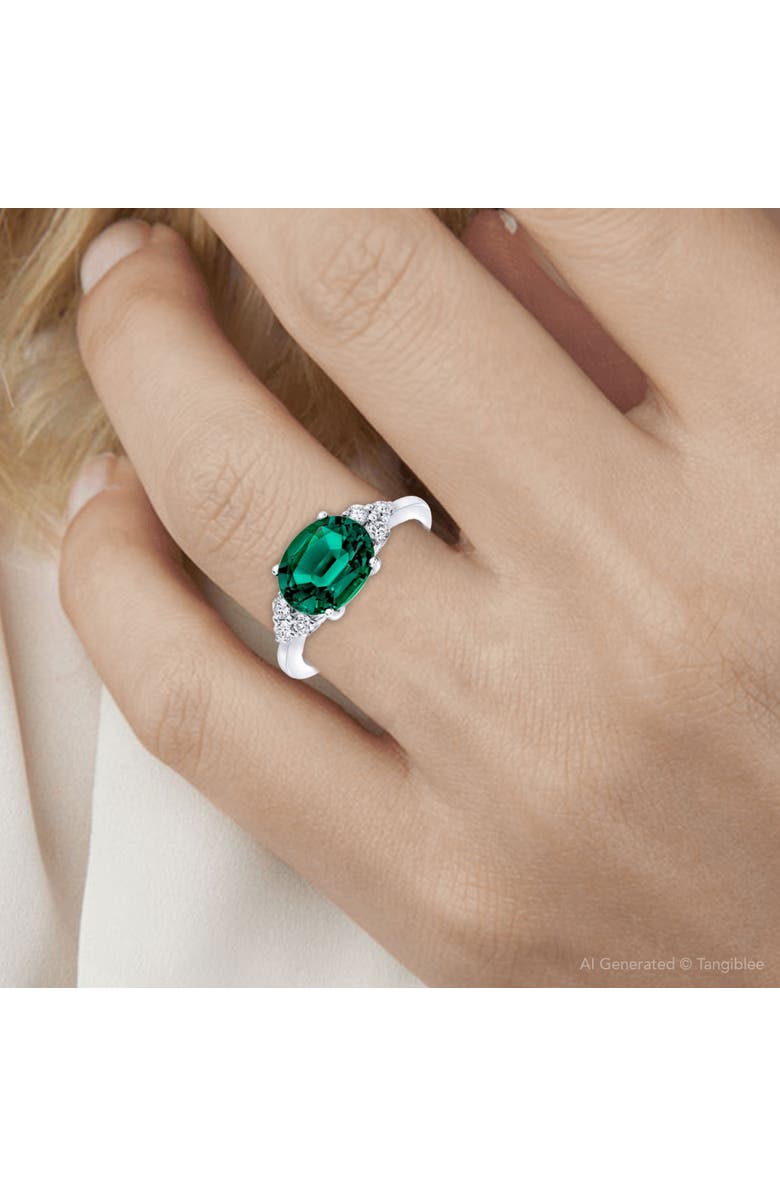 Bliss Diamond 3 1/4Ct Oval Emerald & Lab Grown Diamond Ring in 10k or Gold, Alternate, color,