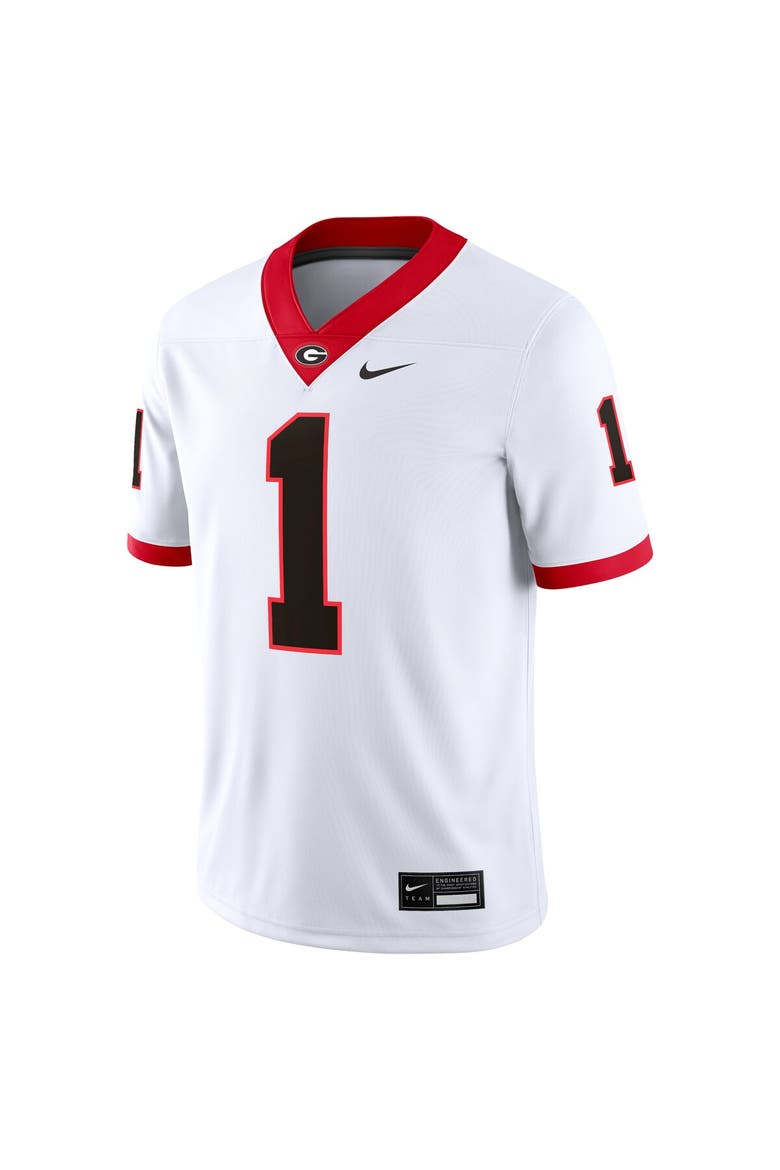 Men's Nike #1 White Georgia Bulldogs Game Jersey, Alternate, color, White