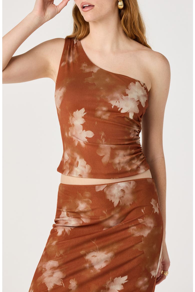 Adalee One-Shoulder Top, Alternate, color, BROWN FLORAL