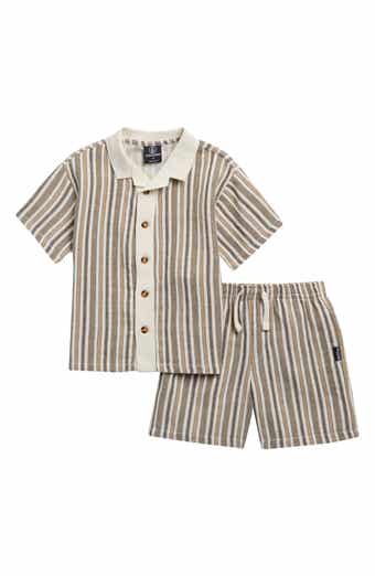 Volcom Kids' Stripe Camp Shirt & Shorts Set