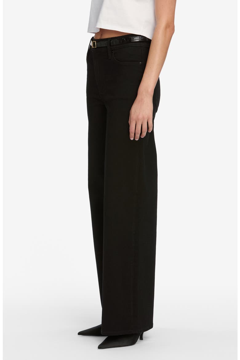 Pixie Le Slim Palazzo High Waist Wide Leg Jeans, Alternate, color, BLACK