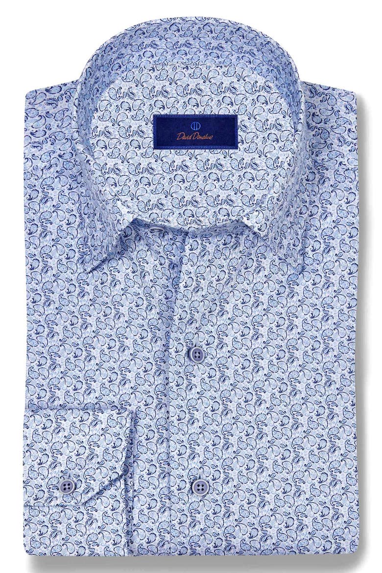 Paisley Print Sport Shirt, Main, color, WHITE/ SKY
