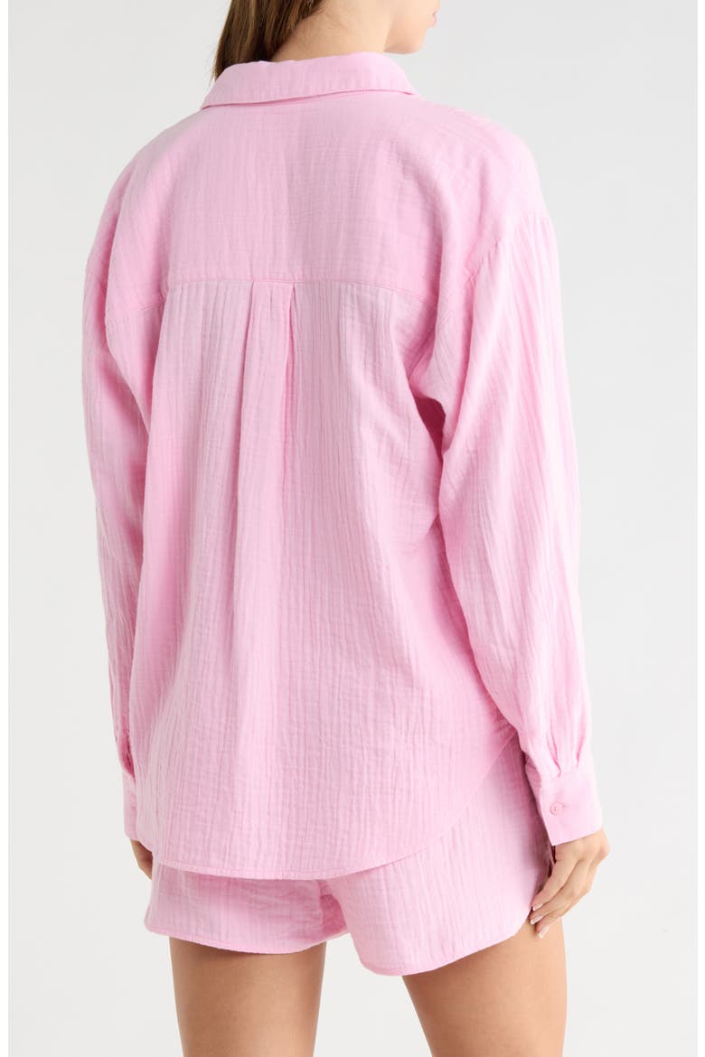 Relaxed Long Sleeve Cotton Gauze Shirt, Alternate, color, PINK SWEET