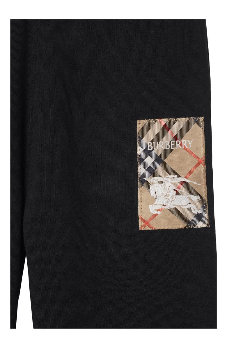 Burberry Check Label Cotton Jogging Pants, Alternate, color, Black