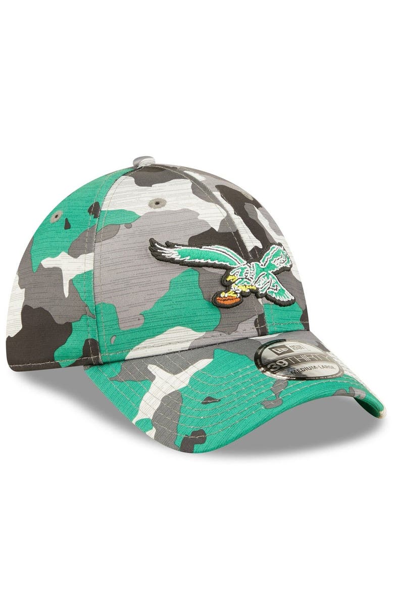 New Era Men's New Era Camo Philadelphia Eagles 2022 NFL Training Camp Official Historic Logo 39THIRTY Flex Hat, Alternate, color,