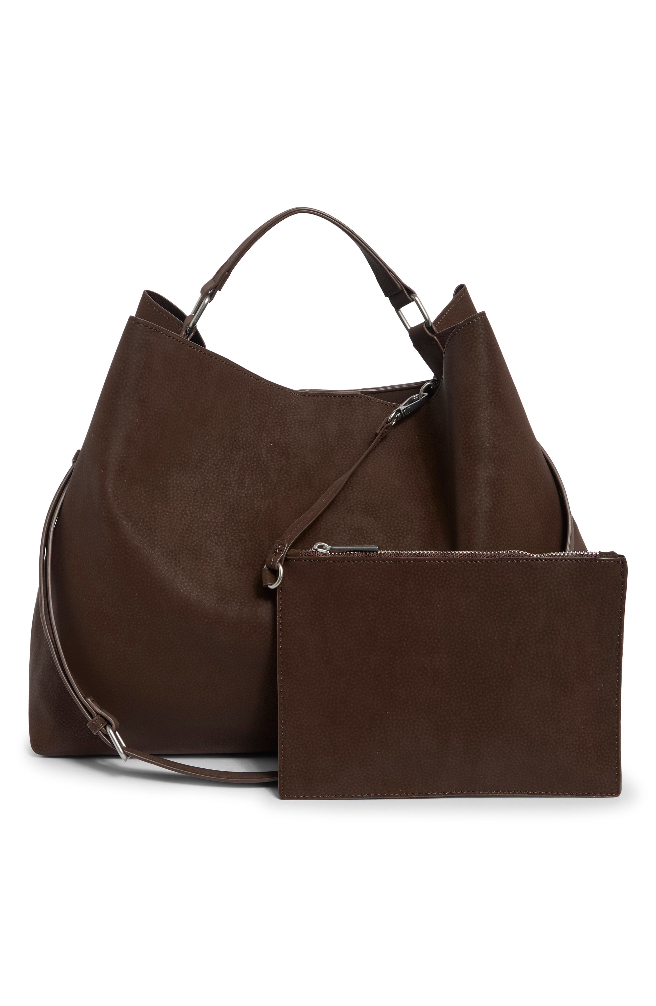 Faux Leather Top Handle Tote, Alternate, color, DARK CHOCOLATE