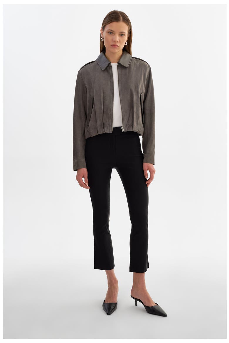 Robbie | Suede Bomber Jacket, Alternate, color, Steel Grey