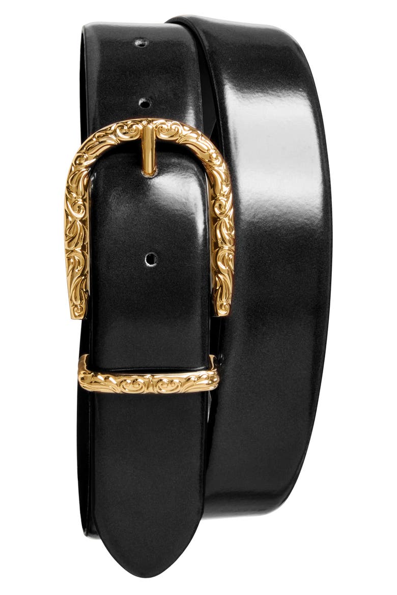 Cosima Leather Belt, Main, color, BLACK