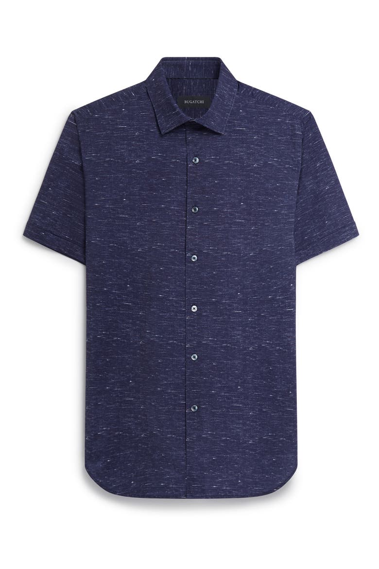 Miles OoohCotton® Heather Print Short Sleeve Button-Up Shirt, Alternate, color, MIDNIGHT