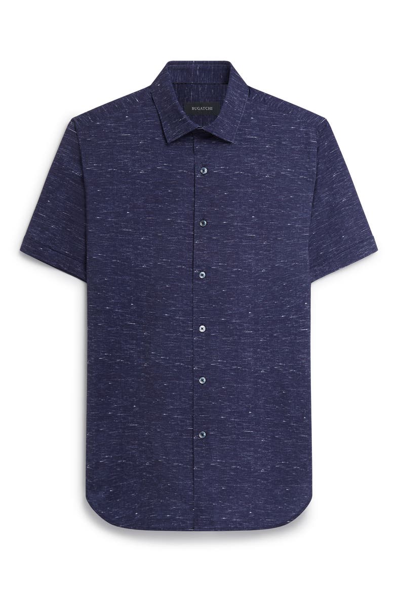 Bugatchi Miles OoohCotton<sup>®</sup> Heather Print Short Sleeve Button-Up Shirt, Alternate, color, 