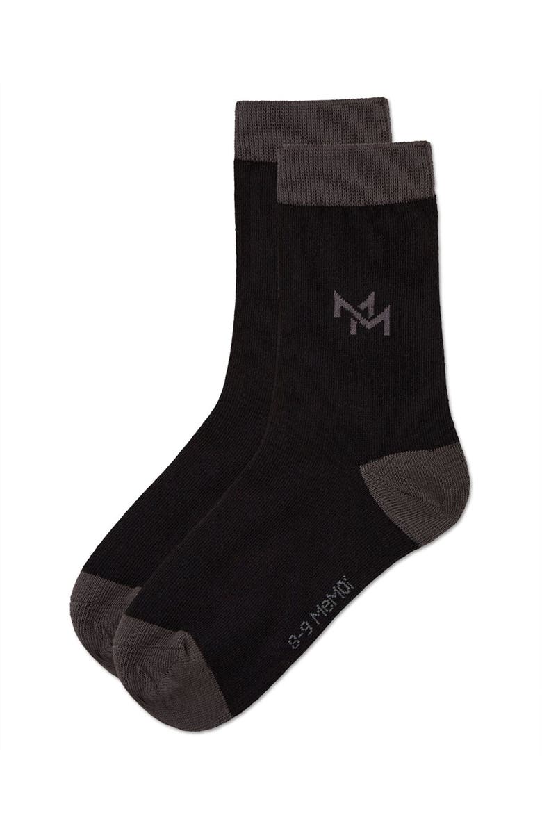 MeMoi Overlapped-M Fine-Gauge Crew Sock, Alternate, color, Black