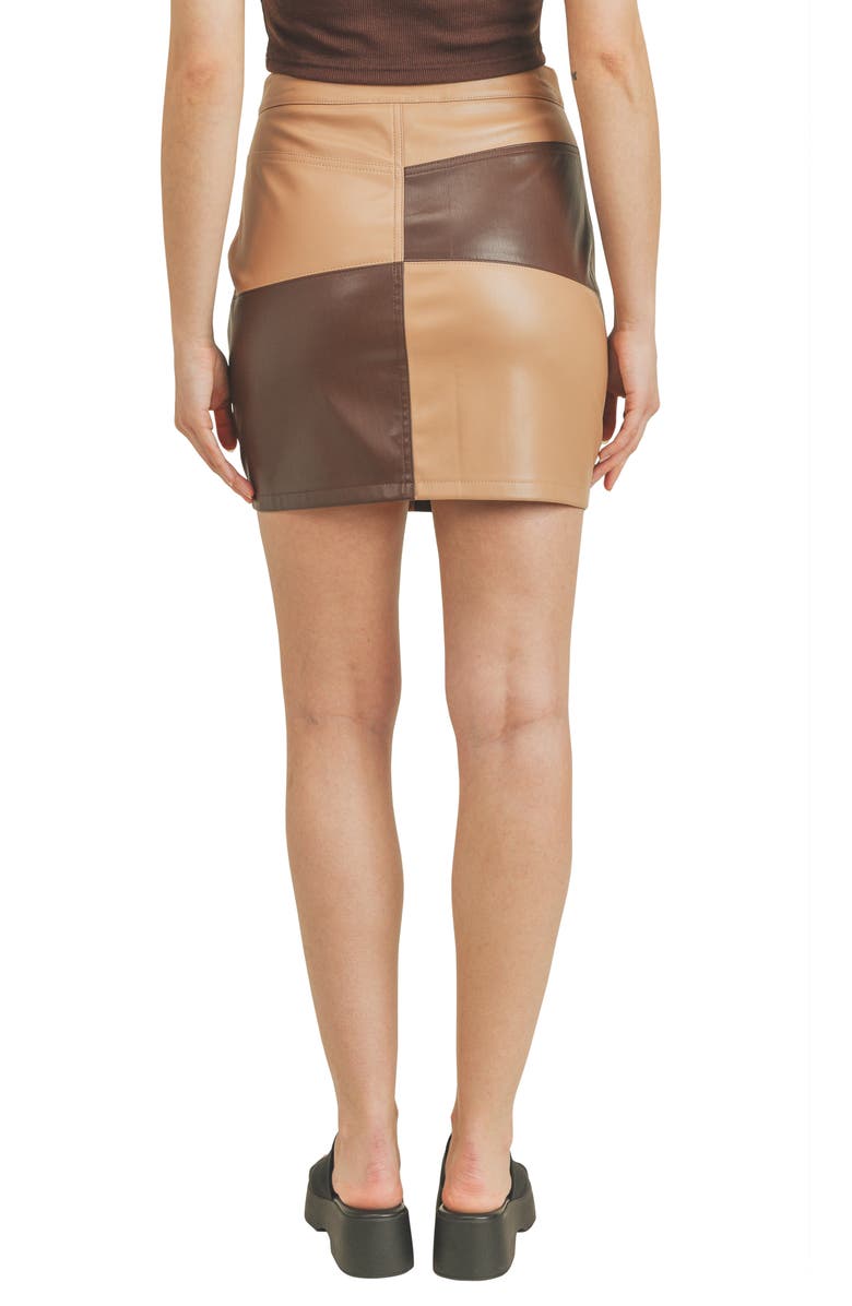 All in Favor Colorblock Faux Leather Miniskirt, Alternate, color, 