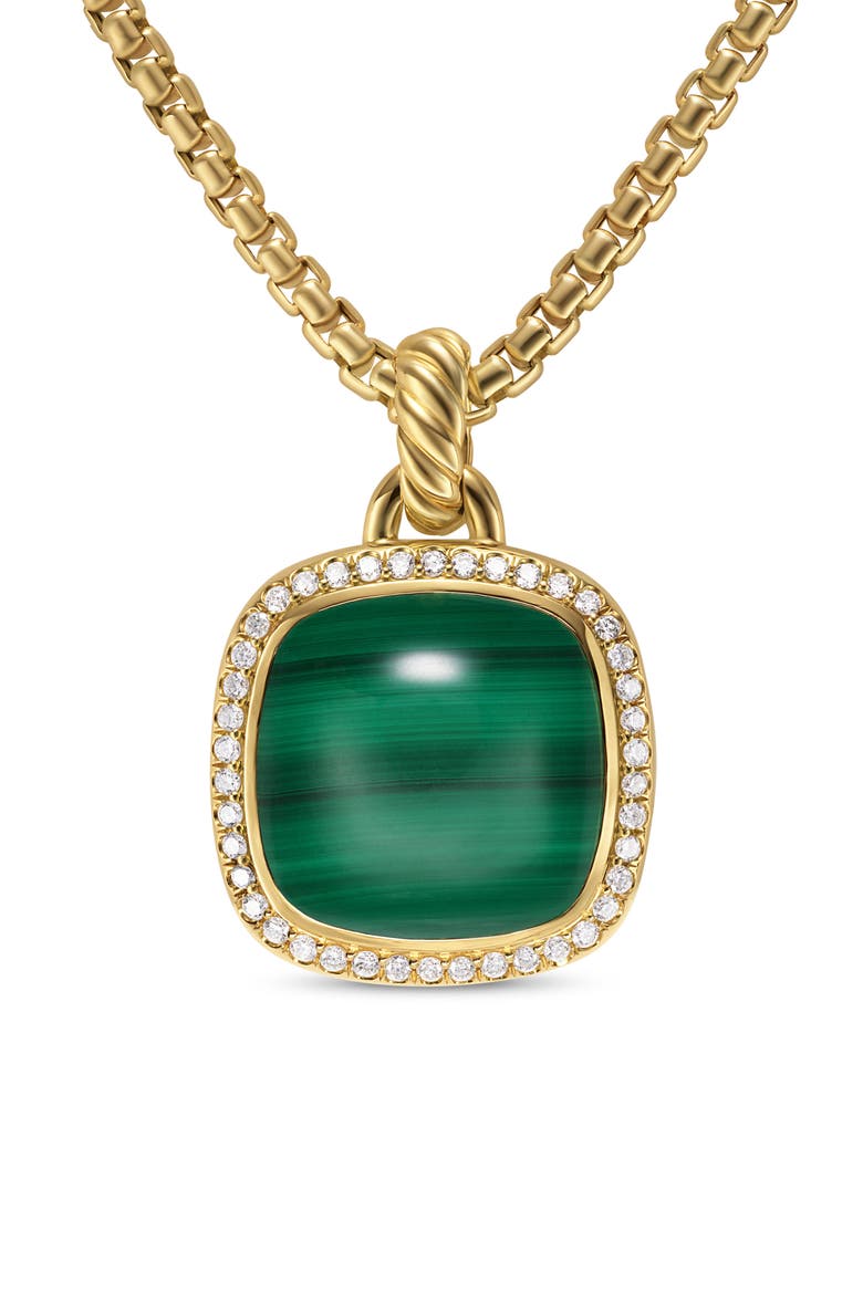 Albion® Pendant in 18K Yellow Gold with Diamonds, 15mm, Main, color, MALACHITE