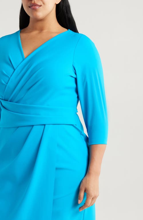 Alex Evenings Faux Wrap Sheath Cocktail Dress In Capri