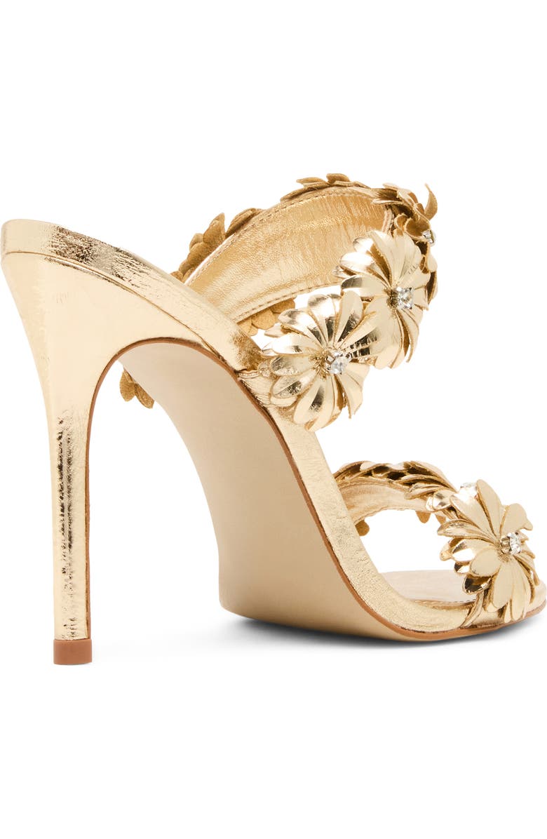 Steve Madden Sunshine Crystal Flower Sandal, Alternate, color, Gold Leather