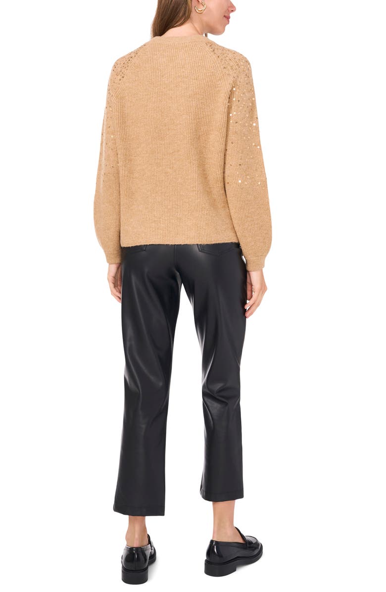 Vince Camuto Sequin Crewneck Sweater, Alternate, color, Latte Heather