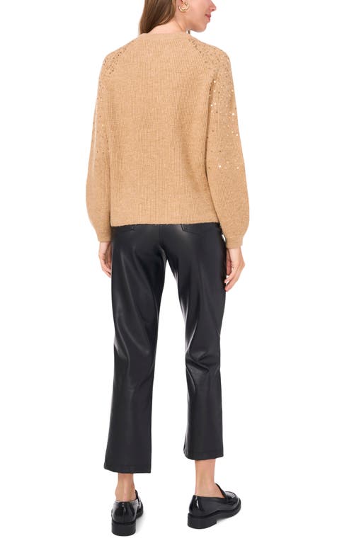 Vince Camuto Sequin Crewneck Sweater In Brown