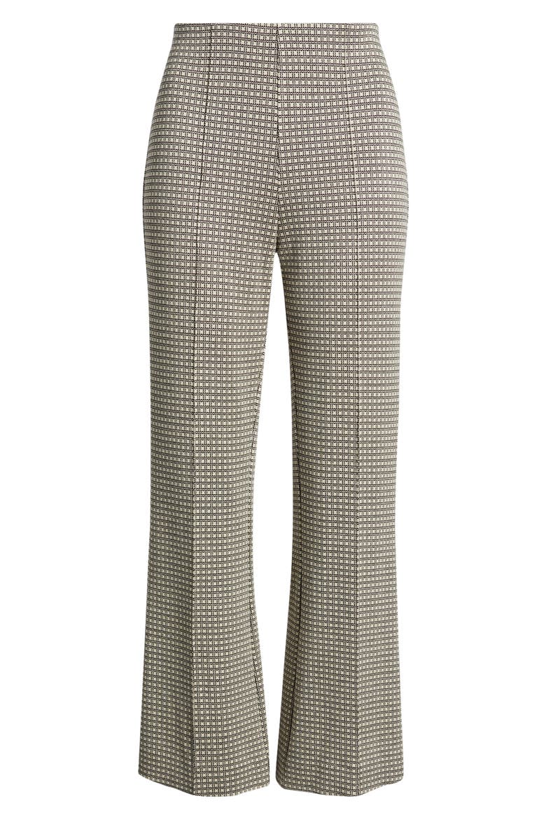 Irina Leopard Print Ponte Flare Ankle Pants, Alternate, color, BLACK PLAID