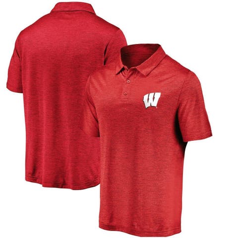 Men's Fanatics Branded Red Wisconsin Badgers Primary Logo Striated Polo